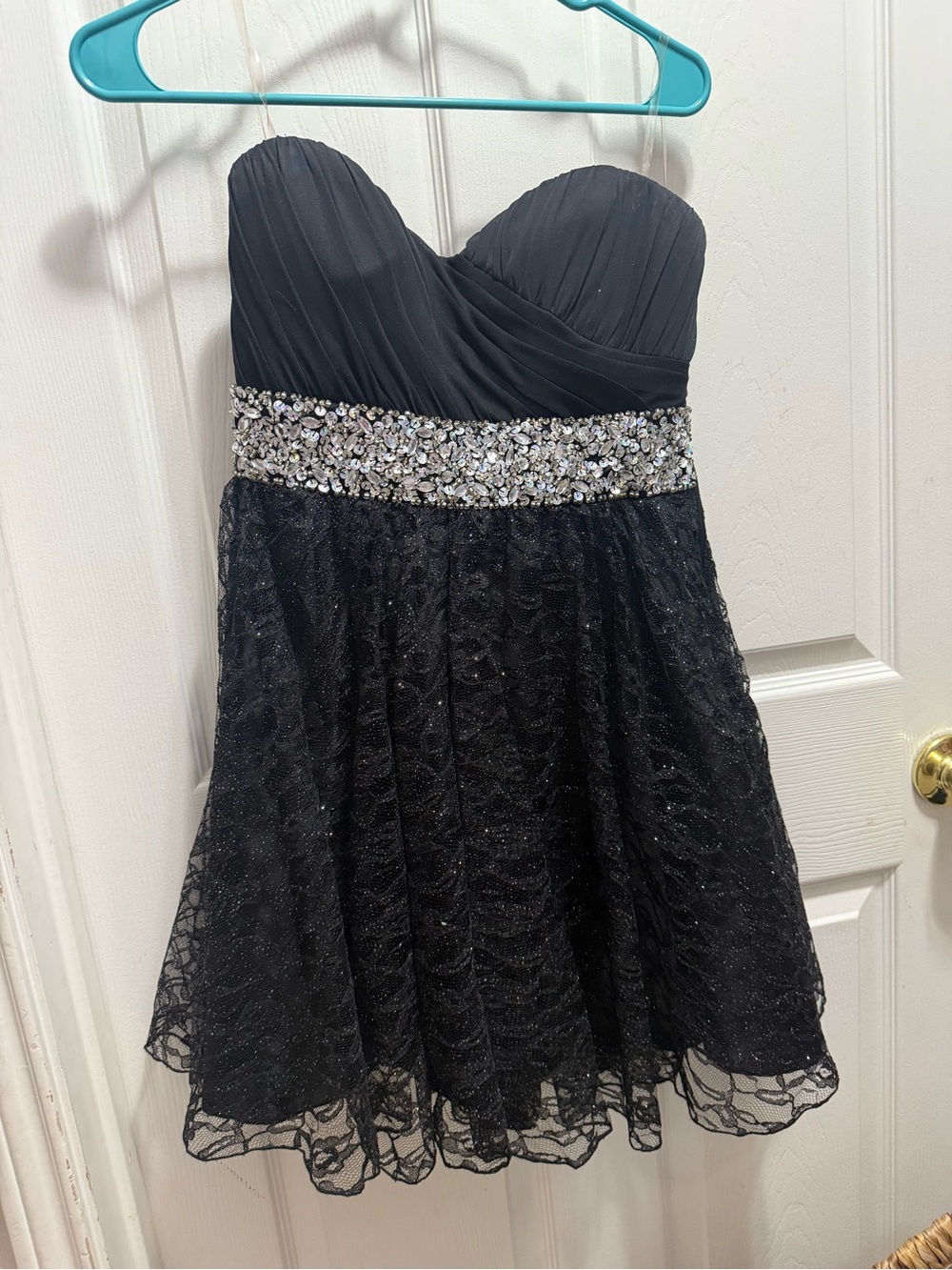 Black Strapless Cocktail Dress with Beaded Waist